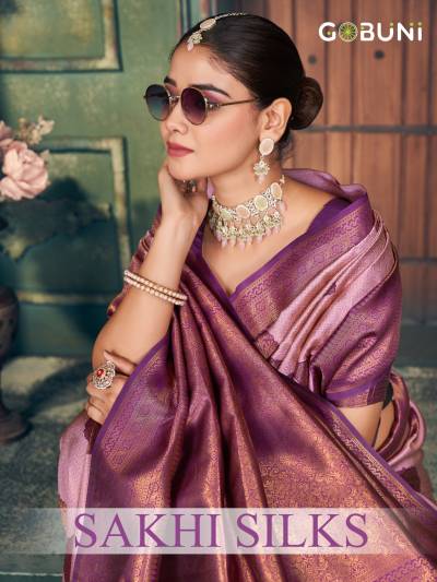 GOBUNI SAKHI SILKS 1201 TO 1204 DESIGNER ZARI SILK SAREE WHOLESALER IN SURAT